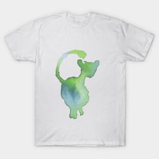 Blue & Green Kiss my Butt Cat T-Shirt