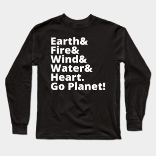 Earth Fire Wind Water Heart Go Planet List Long Sleeve T-Shirt