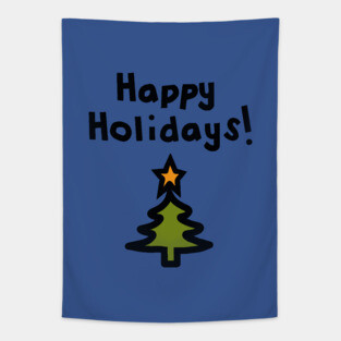 Happy Holidays Christmas Tree Tapestry