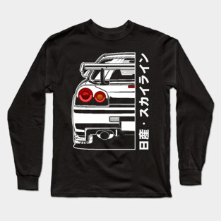 Nissan Skyline GTR R34 (White Print) Long Sleeve T-Shirt