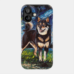 Black and Tan Shiba Inu Night Phone Case