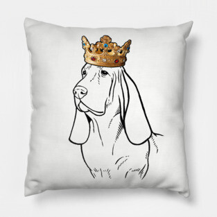 Basset Hound Dog King Queen Wearing Crown Pillow