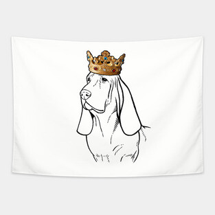 Basset Hound Dog King Queen Wearing Crown Tapestry