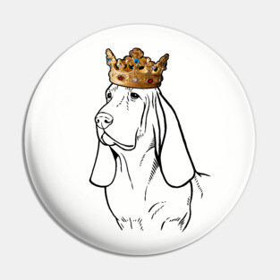 Basset Hound Dog King Queen Wearing Crown Pin
