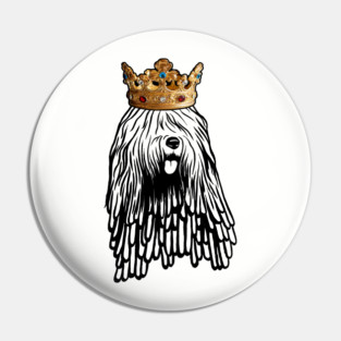 Bergamasco Sheepdog Dog King Queen Wearing Crown Pin