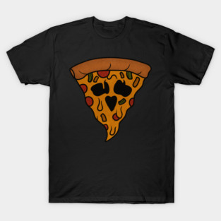 Funny Pizza Skull Face Dripping Halloween T-Shirt