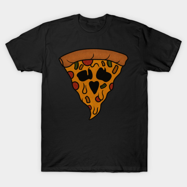 Funny Pizza Skull Face Dripping Halloween T-Shirt by logiamerch
