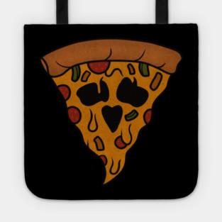 Funny Pizza Skull Face Dripping Halloween Tote