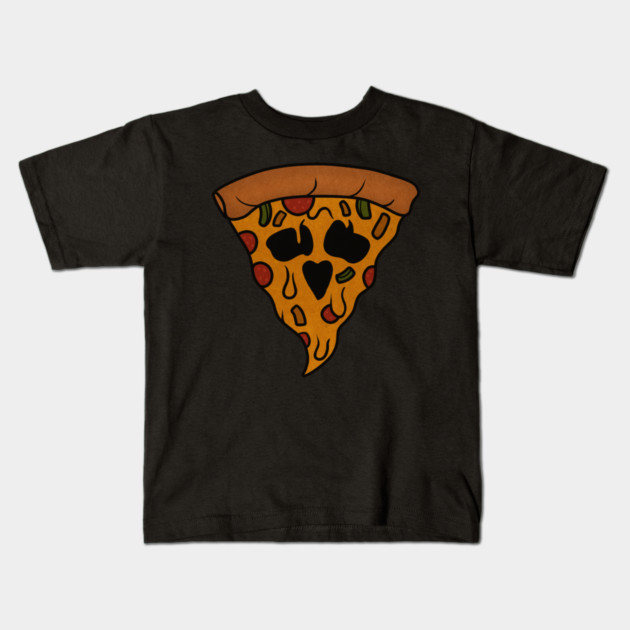 Funny Pizza Skull Face Dripping Halloween Kids T-Shirt by logiamerch