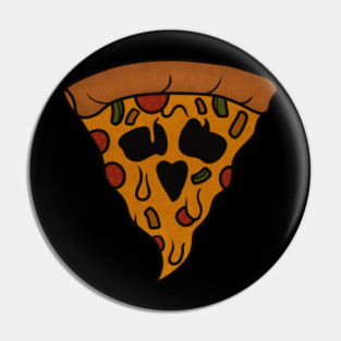Funny Pizza Skull Face Dripping Halloween Pin