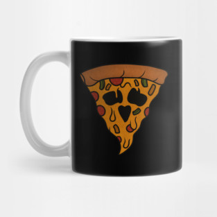 Funny Pizza Skull Face Dripping Halloween Mug