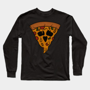 Funny Pizza Skull Face Dripping Halloween Long Sleeve T-Shirt