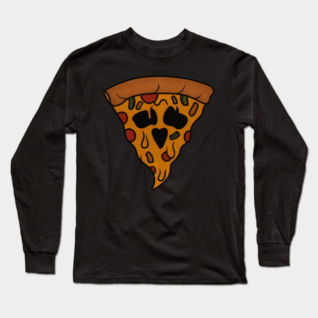 Funny Pizza Skull Face Dripping Halloween Long Sleeve T-Shirt by logiamerch