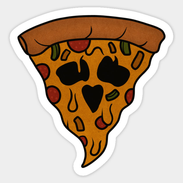 Funny Pizza Skull Face Dripping Halloween Sticker by logiamerch