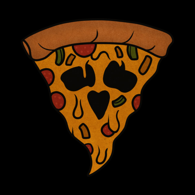 Funny Pizza Skull Face Dripping Halloween by logiamerch