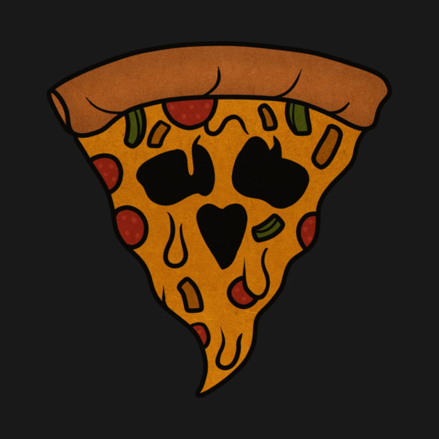 Funny Pizza Skull Face Dripping Halloween by logiamerch