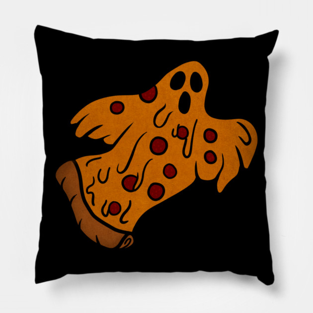 Funny Pizza Halloween Ghost, Scary Pizza Pillow by logiamerch
