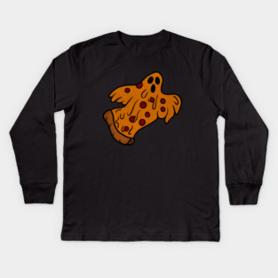 Funny Pizza Halloween Ghost, Scary Pizza Kids Long Sleeve T-Shirt