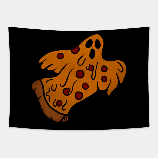 Funny Pizza Halloween Ghost, Scary Pizza Tapestry by logiamerch