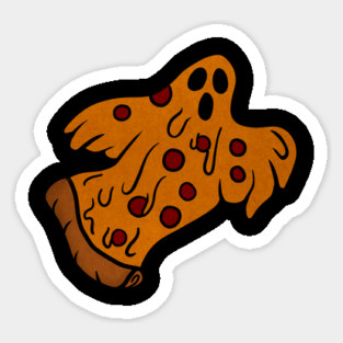 Funny Pizza Halloween Ghost, Scary Pizza Sticker