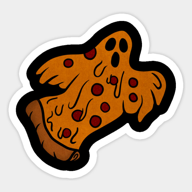 Funny Pizza Halloween Ghost, Scary Pizza Sticker by logiamerch