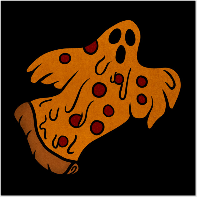 Funny Pizza Halloween Ghost, Scary Pizza Wall Art by logiamerch