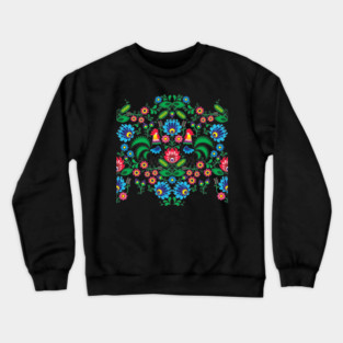 Polish traditional ornament on the black background Crewneck Sweatshirt