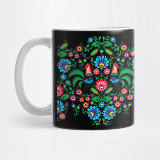 Polish traditional ornament on the black background Mug