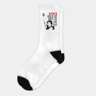 Women Hold Up Half Of The Sky - Feminist, Revolutionary, Radical, Leftist Socks
