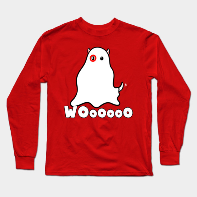 Essential Dog in Ghost Costume WoooOoo Long Sleeve T-Shirt by belownormal