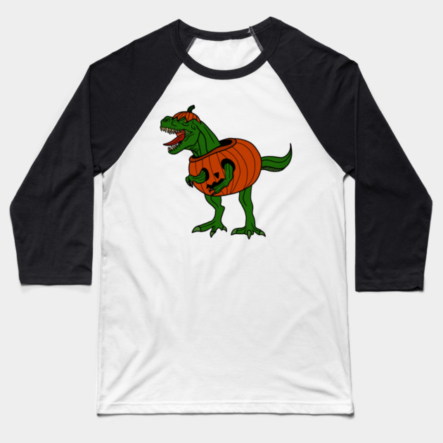 T-rex Dinosaur in Pumpkin, Halloween Costume Baseball T-Shirt by logiamerch
