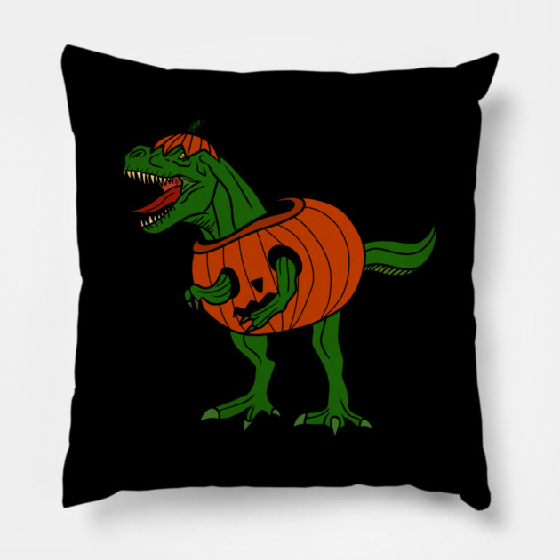 T-rex Dinosaur in Pumpkin, Halloween Costume Pillow by logiamerch