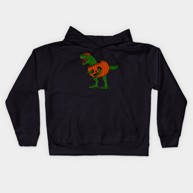 T-rex Dinosaur in Pumpkin, Halloween Costume Kids Hoodie by logiamerch