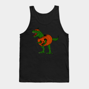 T-rex Dinosaur in Pumpkin, Halloween Costume Tank Top