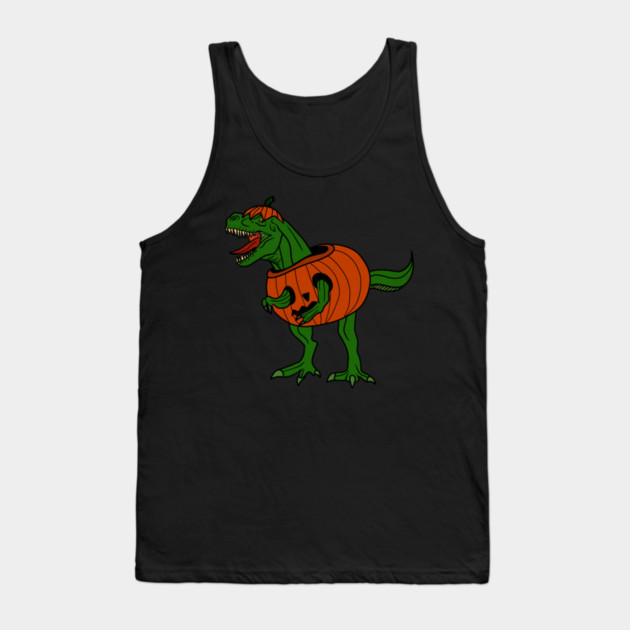 T-rex Dinosaur in Pumpkin, Halloween Costume Tank Top by logiamerch