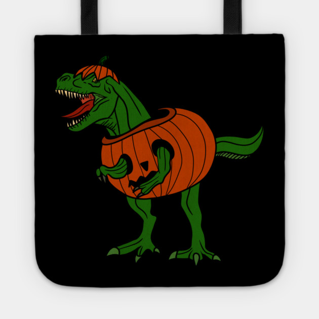 T-rex Dinosaur in Pumpkin, Halloween Costume Tote by logiamerch
