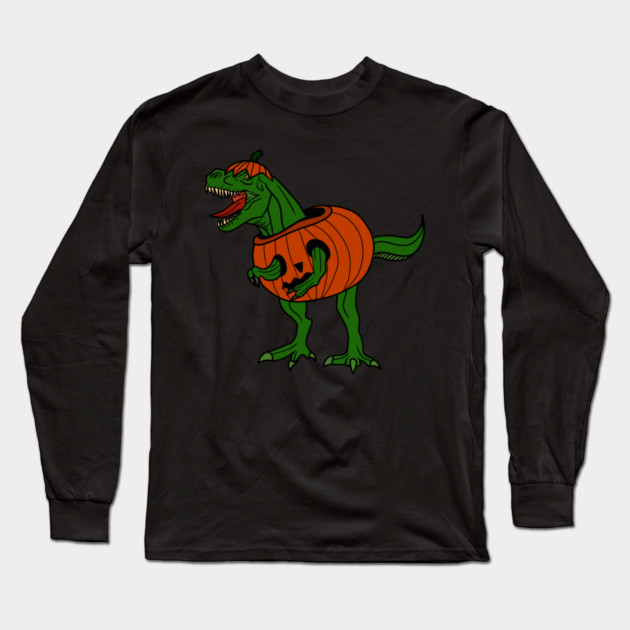 T-rex Dinosaur in Pumpkin, Halloween Costume Long Sleeve T-Shirt by logiamerch
