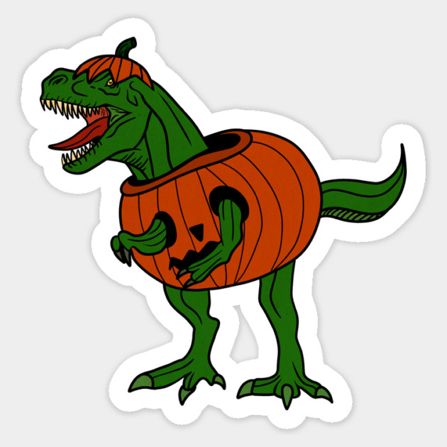 T-rex Dinosaur in Pumpkin, Halloween Costume Sticker by logiamerch