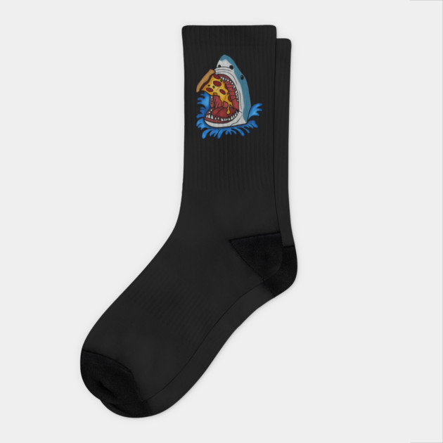 Shark Eating Pizza, Funny Pizza Lover Socks by logiamerch