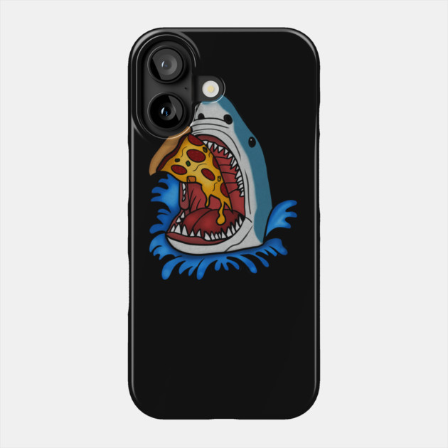 Shark Eating Pizza, Funny Pizza Lover Phone Case by logiamerch