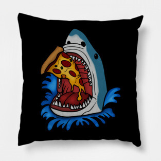 Shark Eating Pizza, Funny Pizza Lover Pillow