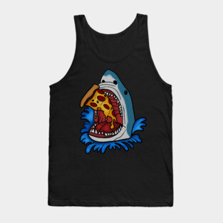 Shark Eating Pizza, Funny Pizza Lover Tank Top