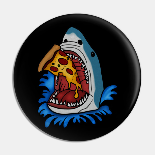 Shark Eating Pizza, Funny Pizza Lover Pin by logiamerch