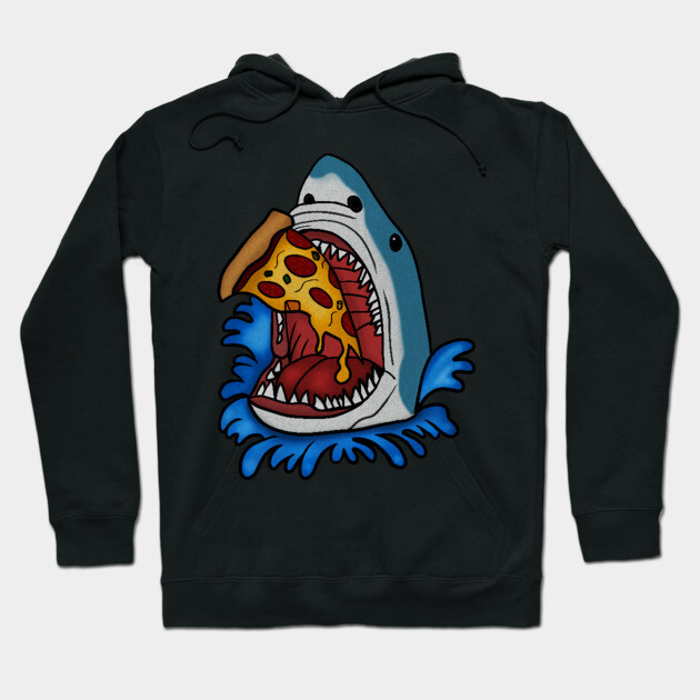Shark Eating Pizza, Funny Pizza Lover Hoodie by logiamerch