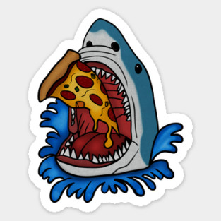 Shark Eating Pizza, Funny Pizza Lover Sticker