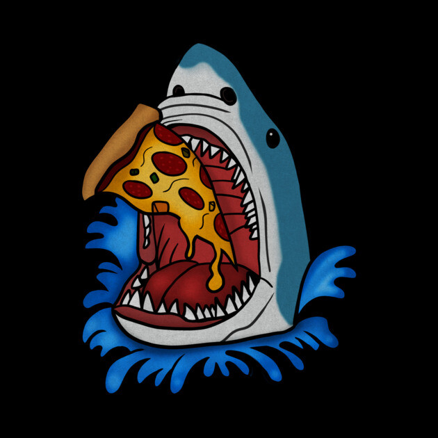 Shark Eating Pizza, Funny Pizza Lover by logiamerch