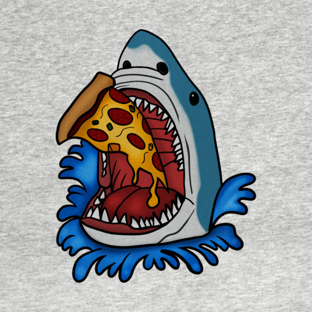 Shark Eating Pizza, Funny Pizza Lover by logiamerch