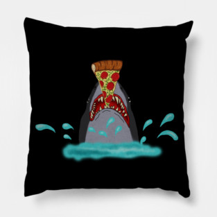 Shark Eating Pizza, Funny Pizza Lover Pillow