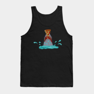 Shark Eating Pizza, Funny Pizza Lover Tank Top