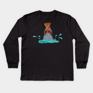 Shark Eating Pizza, Funny Pizza Lover Kids Long Sleeve T-Shirt